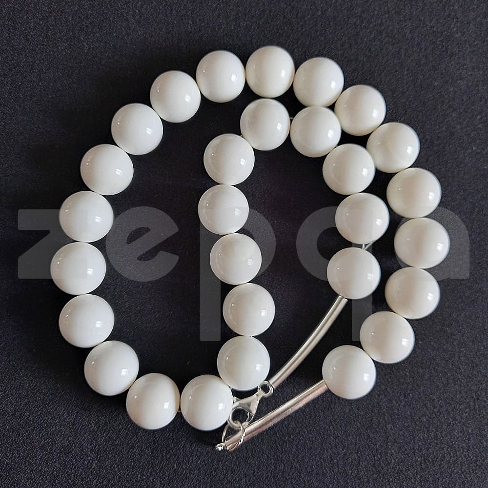 Gümüş Aksesuarlı Sedef Taşı Kolye 14mm