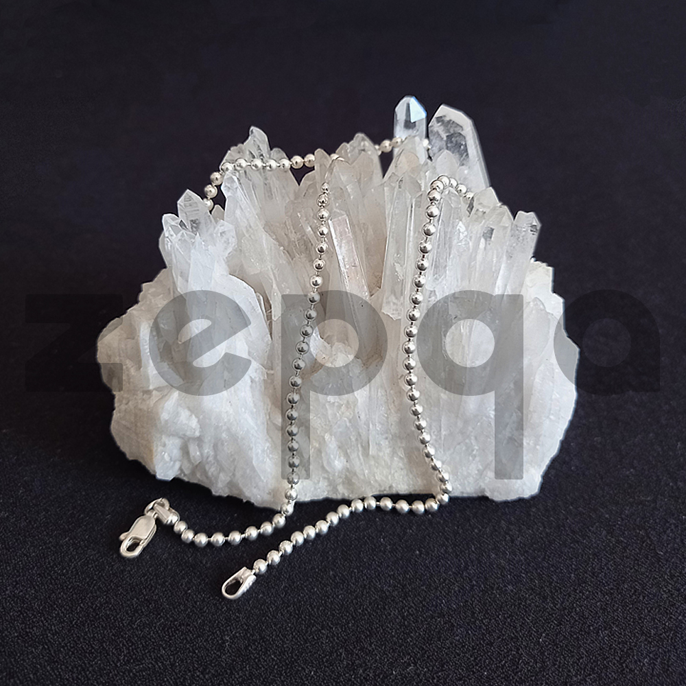 Gümüş Zincir Boncuk Kolye 41cm