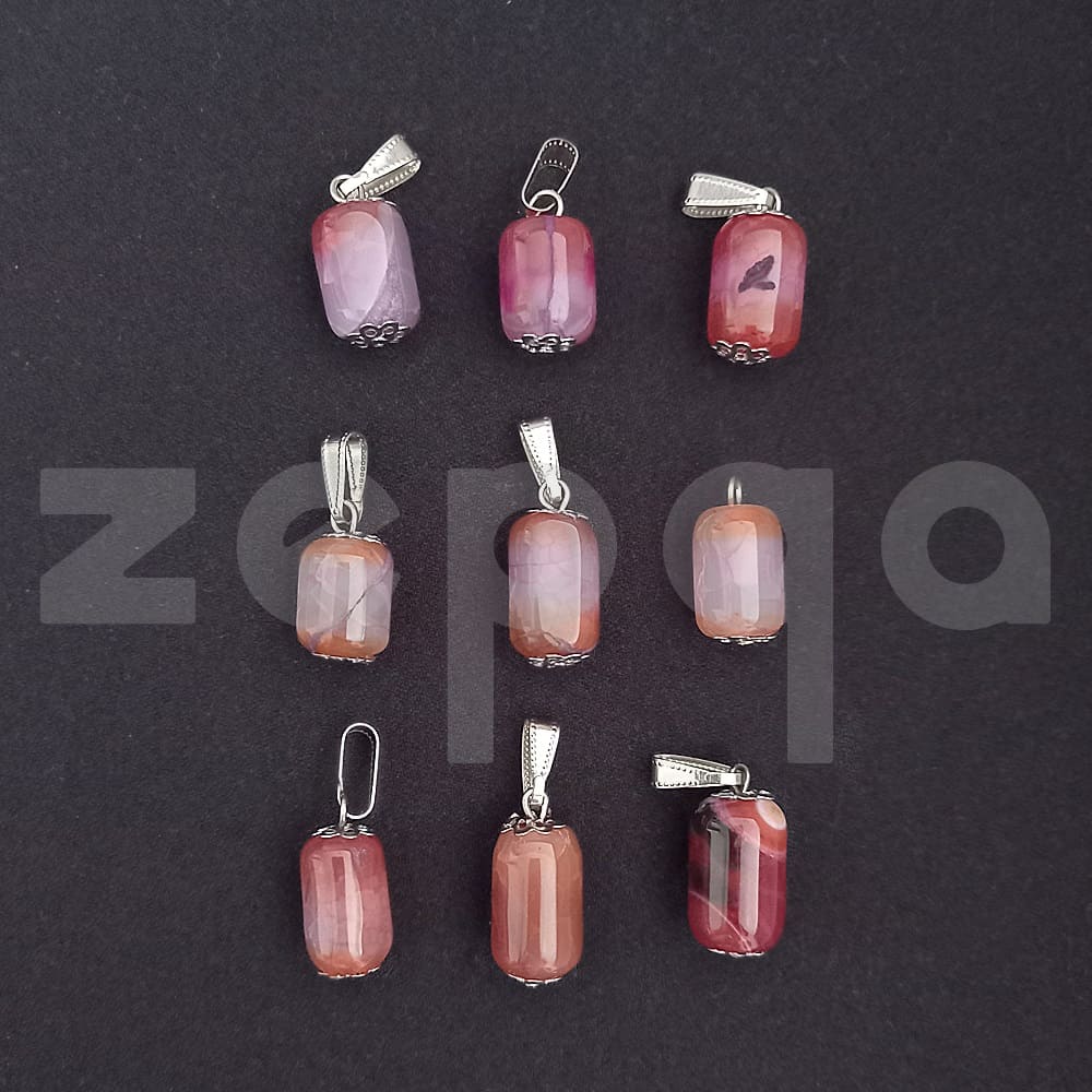 Mor Akik Taşı Kolye Ucu