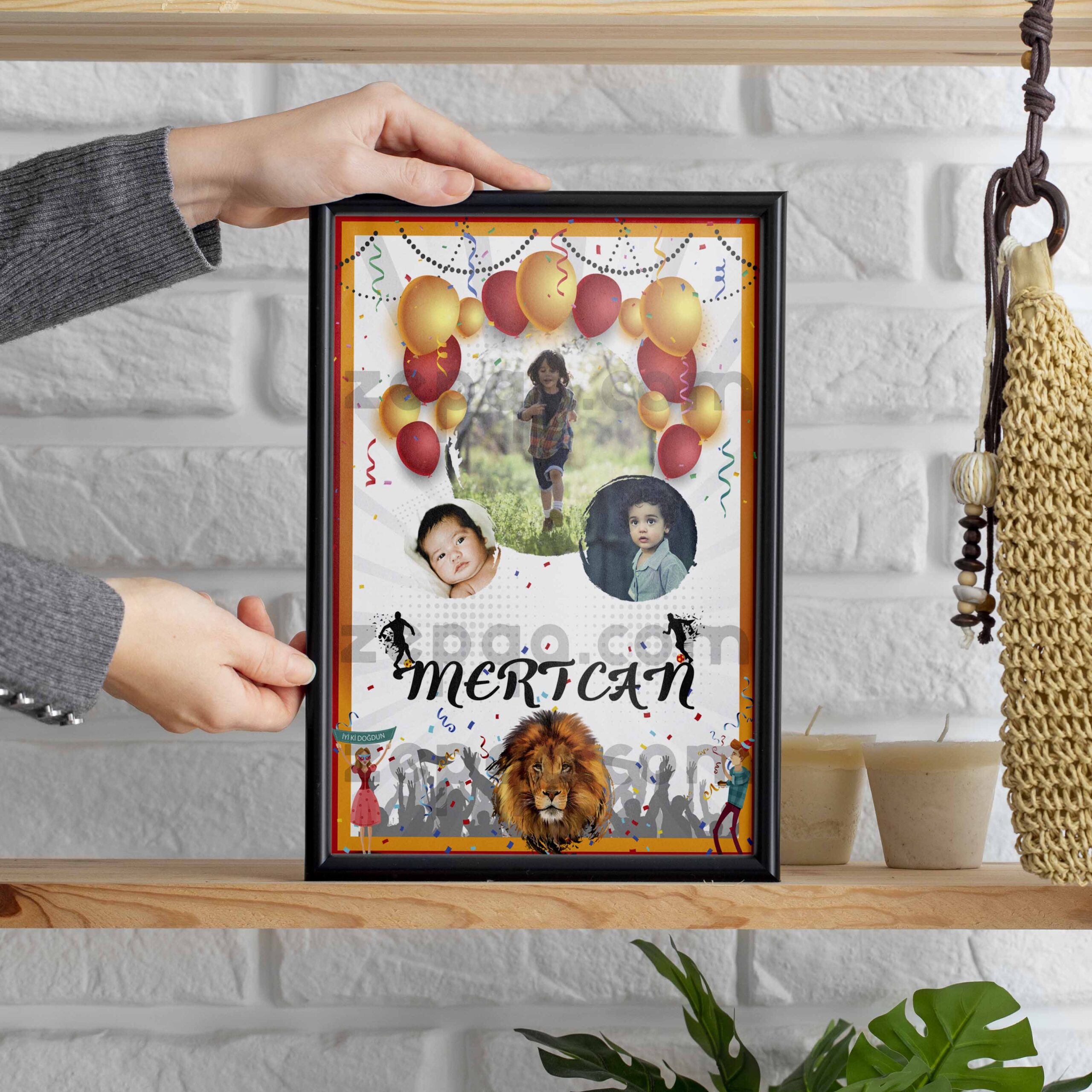 Sarı Beyaz Kırmızı Temalı Dijital İndirilebilir Doğum Günü Afiş Tasarımı