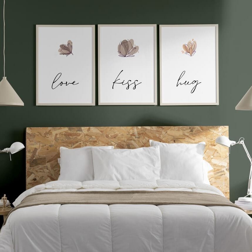 Love Kiss Hug Dijital 3lü Duvar Pano Seti