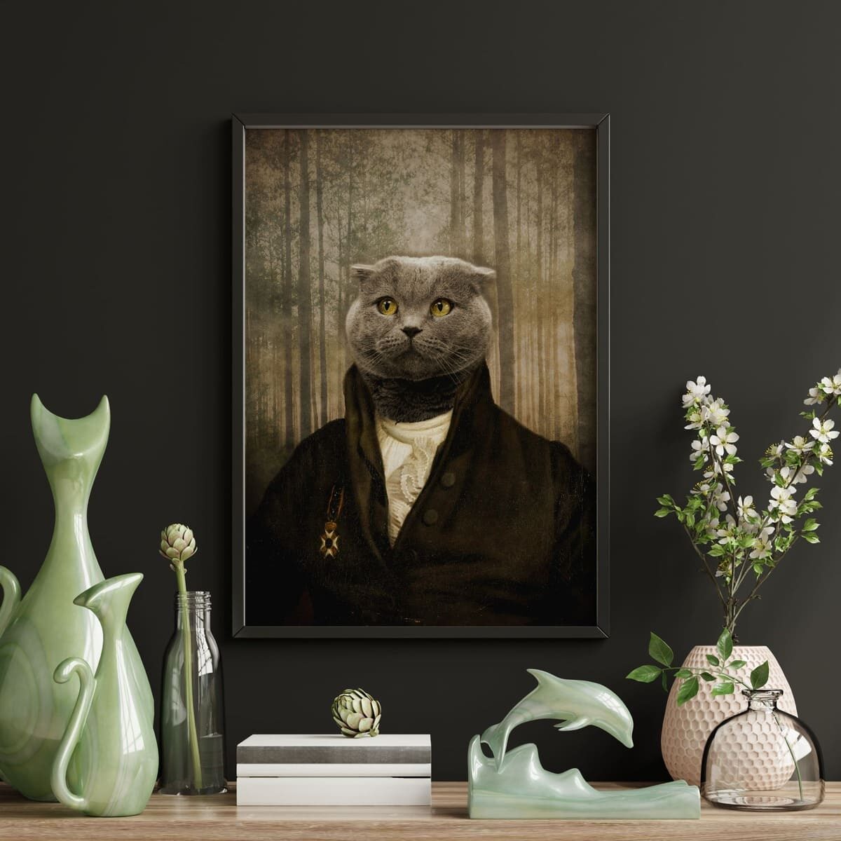 Vintage Orta Çağ Temalı Evcil Hayvan Dijital Portre