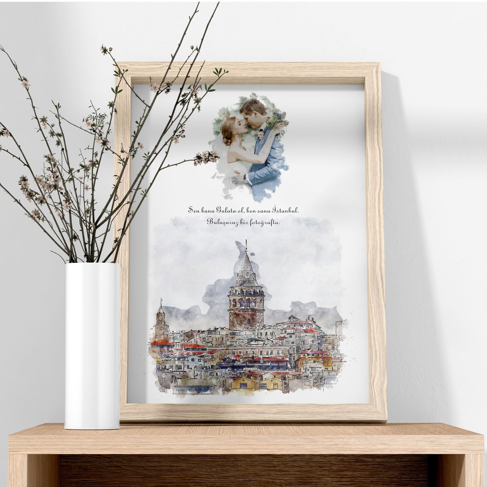 Galata Temalı Çiftlere Özel Foto Kolaj Dijital İndirilebilir Tasarım