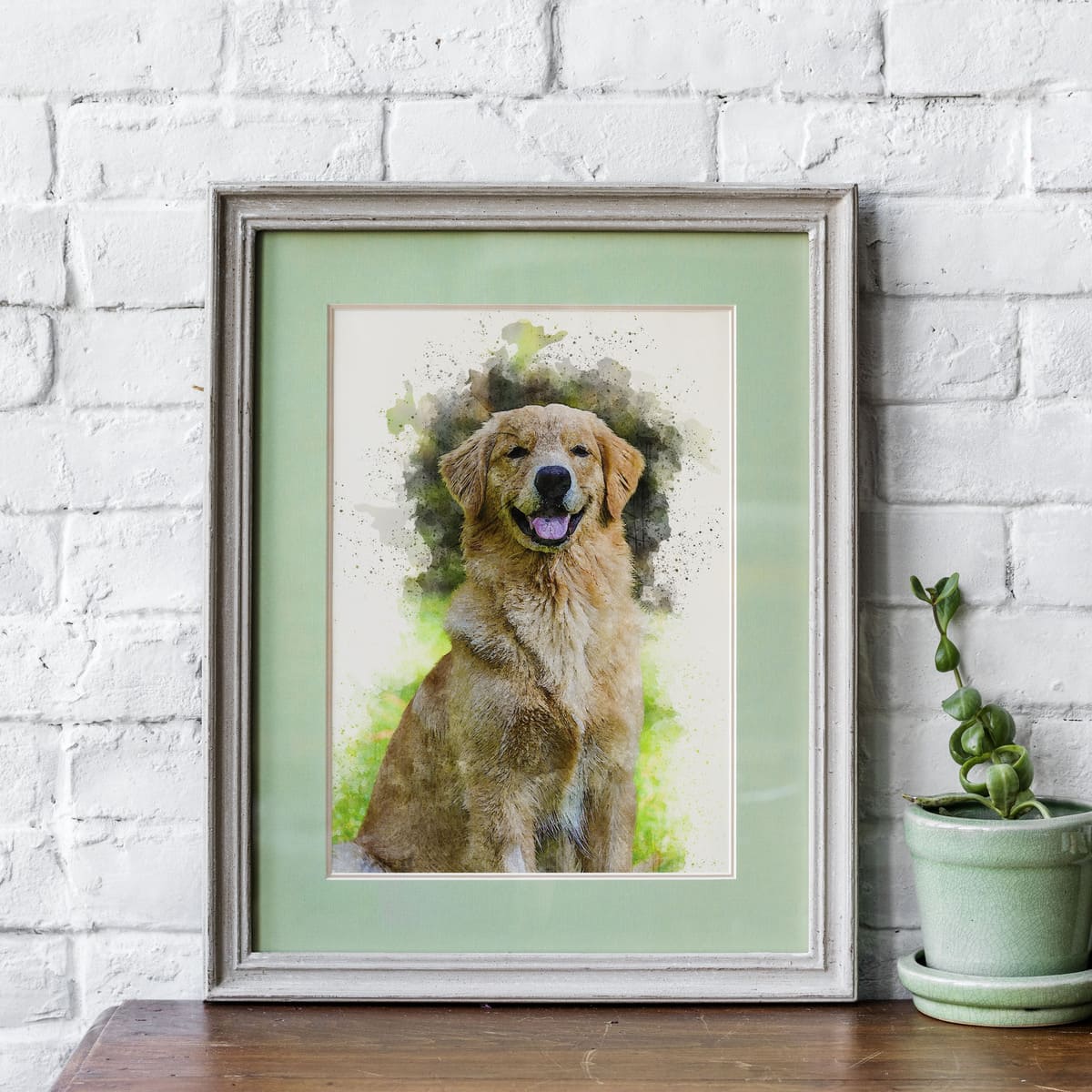 Suluboya Temalı Evcil Hayvan Dijital Portre